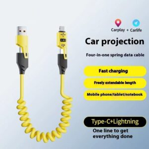 Retractable Spring Data Cable – 65W Fast Charging