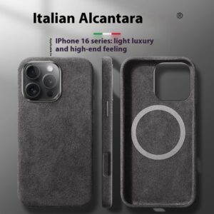 Alcantara® Masterpiece – Handmade Luxury Magnetic Case for iPhone 16